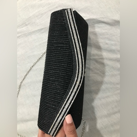 Elegant Black Evening Clutch with Silver Chain Strap – $35 - Picture 4 of 7